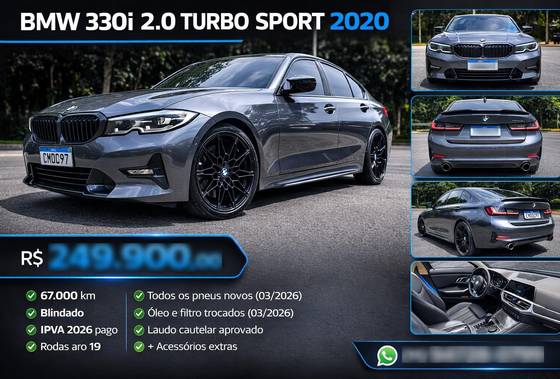 BMW 330i 2.0 16V TURBO GASOLINA M SPORT AUTOMÁTICO
